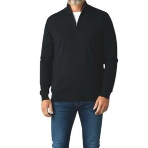 Pronto Uomo Merino wool Quarter zip Sweater Black Men’s M Preppy Luxury
